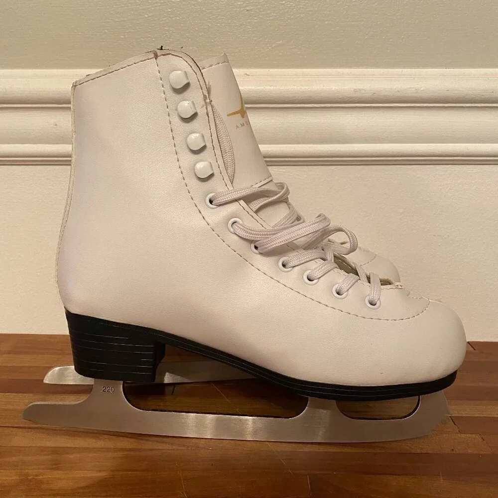 Ice Skates White Ice Figure Skating Shoe by American Athletic Girls Youth Size 5 - Picture 2 of 15